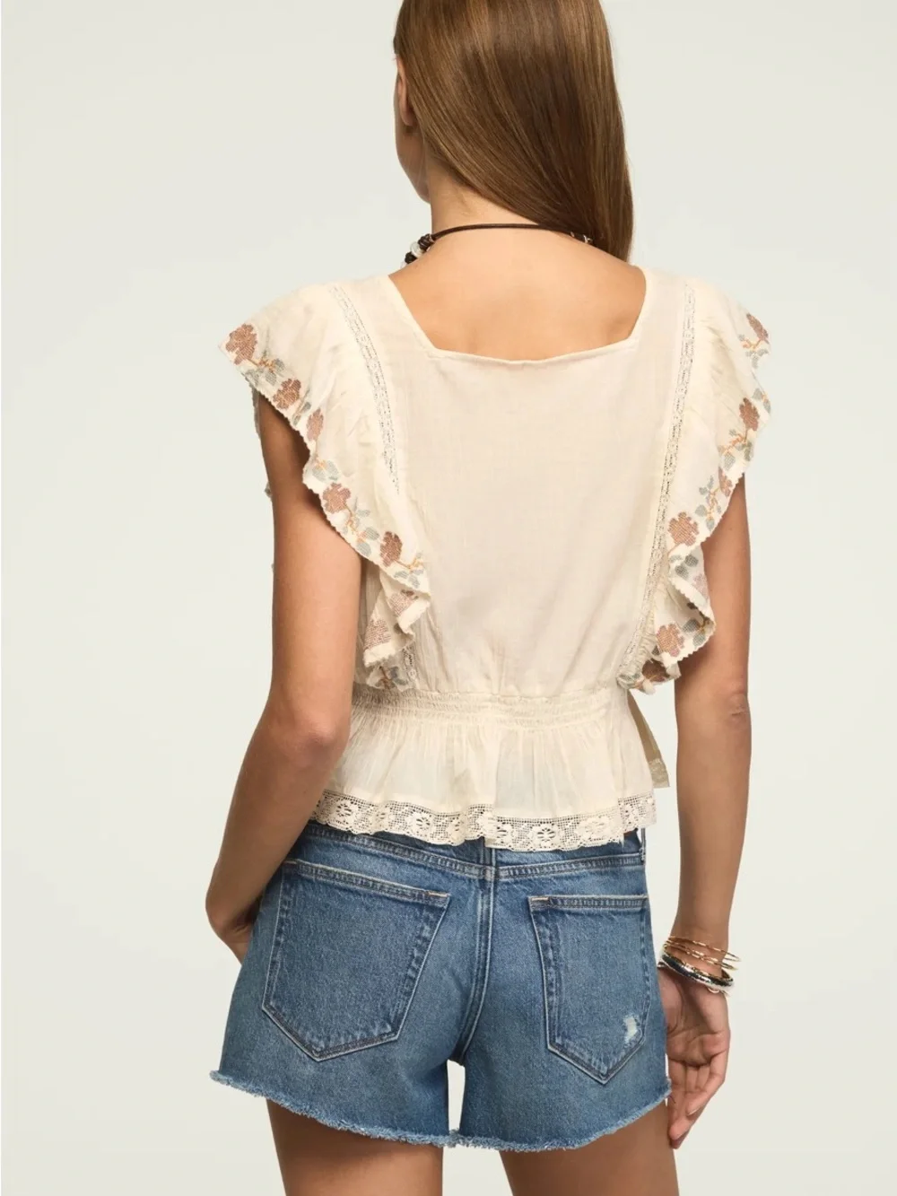 Floral Embroidered Ruffle Top - Picture 3 of 4